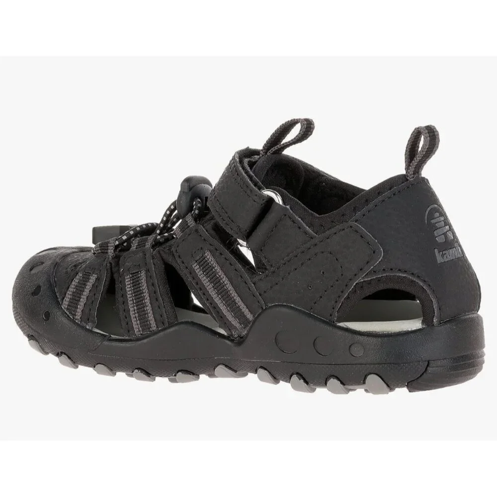 NWT Kamik Kids Crab Water Sandals Size 2‎ Black adjustable 2 way FIT